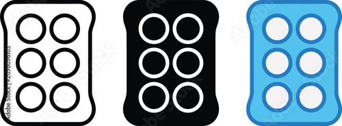 Foto Muffin tin icons set with six circular cavities, ideal for baking, cooking, and