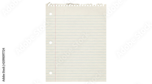 Foto Blank lined notebook paper with torn edges