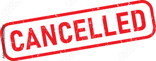 Fotografía Red cancelled rubber stamp impression isolated on transparent background