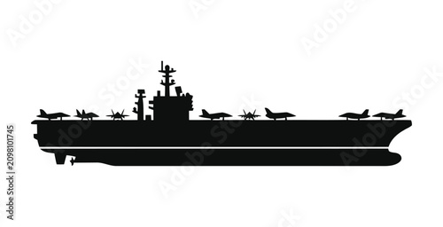Schilderij op canvas Aircraft Carrier Silhouette Vector Illustration