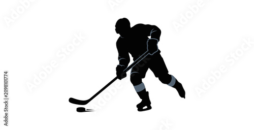 Canvas Print Ice Hockey Player Silhouette Vector