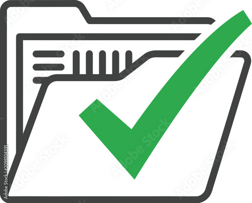 Folder icon with a green check mark symbolizes a successfully processed document.