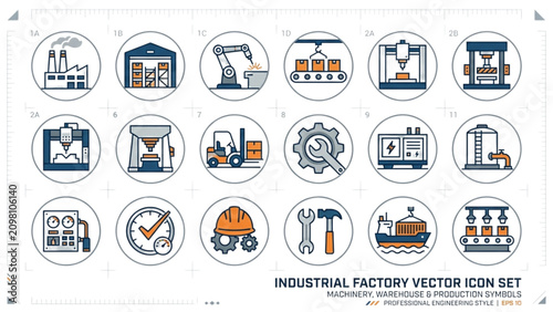 Colorful set of flat design icons showing different office and communication tools Vector