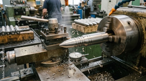 Closeup of highprecision turning on training round bodies emphasizing the craftsmanship and accuracy involved in producing nonlive ordnance components.