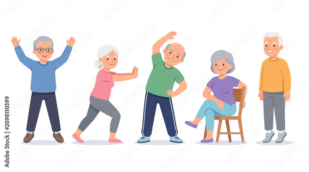 Fototapeta premium Joyful elderly group engaging in lively activities showcasing vibrant senior community interaction