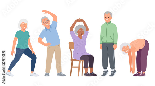 Senior citizens engaging in joyful and diverse physical activities promoting health and social connection in a vibrant community