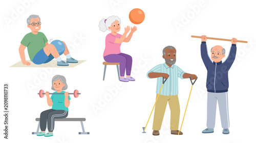 Elderly People Engaged in Various Physical Activities Promoting Active Lifestyle and Well-being in a Vibrant Community Setting
