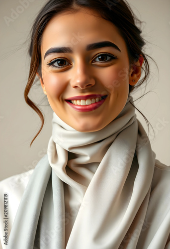 Smiling young woman with da...