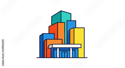 Colorful Building Architecture Icon Design.