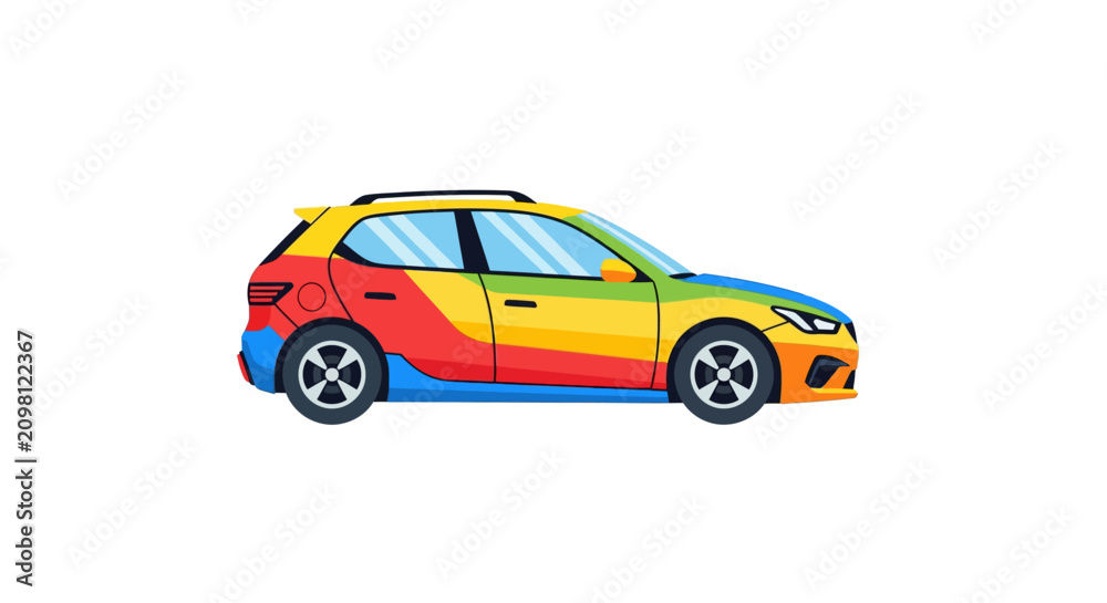 Fototapeta premium Colorful Car Side View Profile.