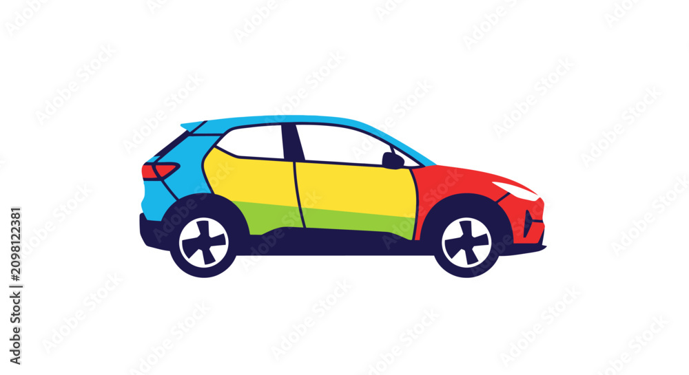 Fototapeta premium Colorful Car Side View Profile.