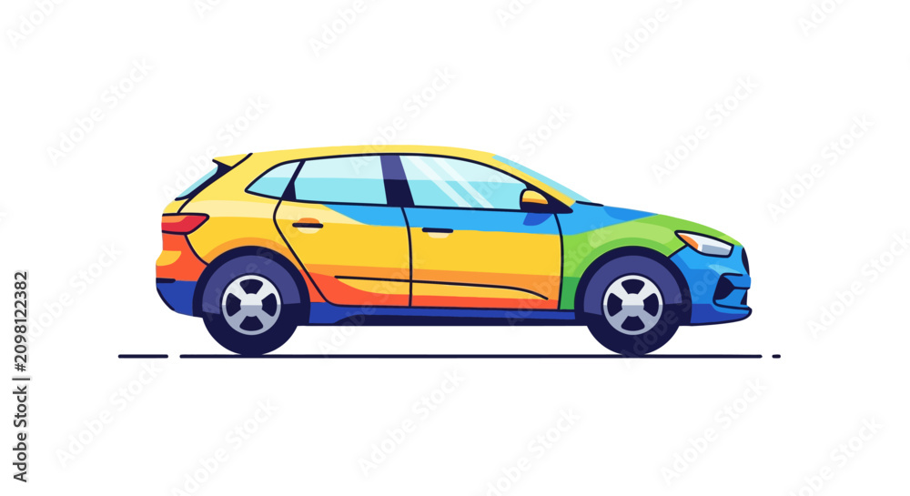 Fototapeta premium Colorful Car Side View Profile.