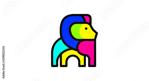 Colorful abstract elephant logo icon.