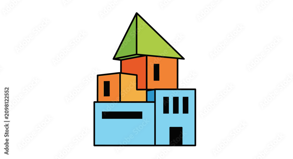 Obraz premium Colorful Building Blocks Architecture Model.