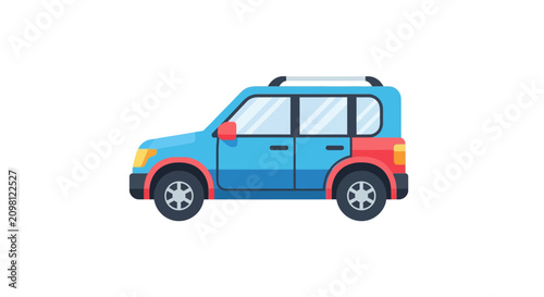 Blue SUV vehicle side view.
