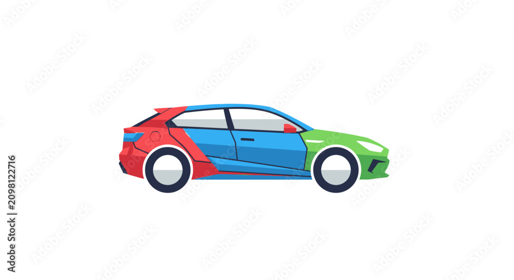Fototapeta premium Colorful car with multicolored body.