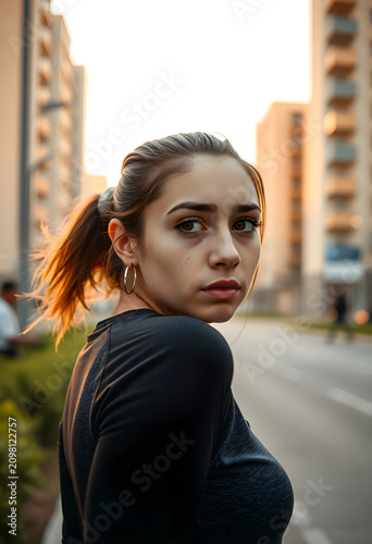 Young woman with a serious ...