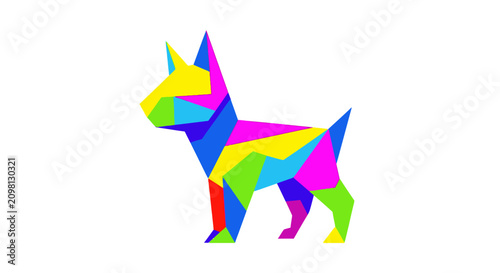 Colorful Dog Silhouette Standing Profile.