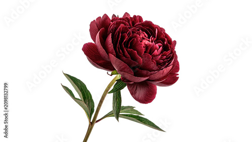 Obraz na plátně Single beautiful dark red burgundy peony flower elegant spring botanical asset i