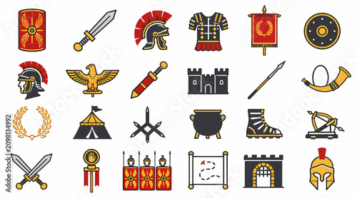 Foto Collection of medieval and ancient symbols and icons.