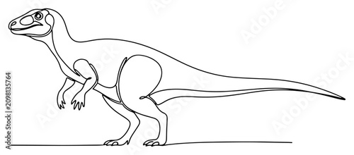 Photos Theropod Dinosaur Standing One Line Drawing, Small Carnivore Prehistoric Animal