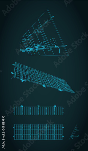 Solar panel with fasteners blueprints