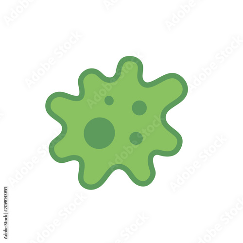 Flat amoeba icon isolated on white background. Simple protozoa microorganism illustration for biology, microbiology, healthcare and educational purposes