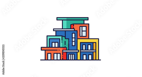 Colorful stacked building architecture design.