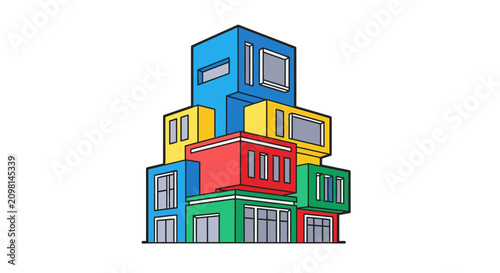 Colorful stacked building blocks toy.