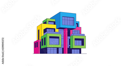 Colorful stacked cube shaped building blocks.