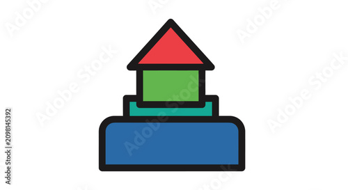 Colorful stacked geometric shapes icon.