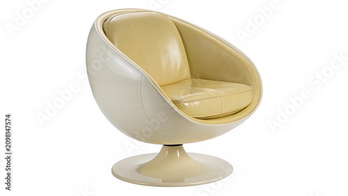 Foto Modern minimalist white leather egg chair futuristic home office furniture isola