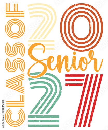 Class of 2027 Senior PNG, Retro Graduation Design, Vintage Senior Graduate Graphic, High School Graduation Sublimation Download