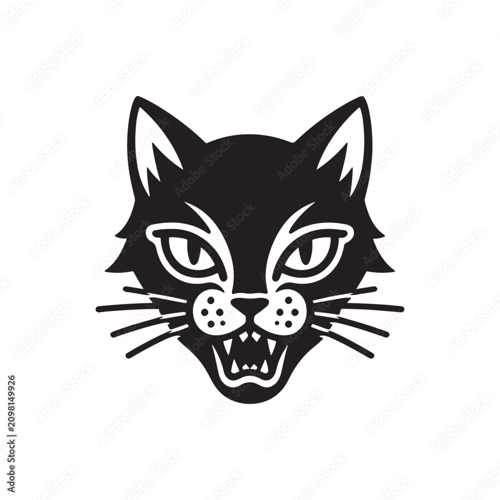 Fototapeta premium Silhouette Illustration of a Mysterious Black Cat
