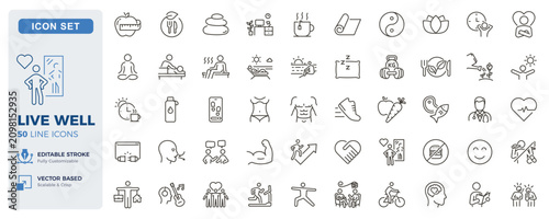 Bilde på lerret Healthy lifestyle icon set