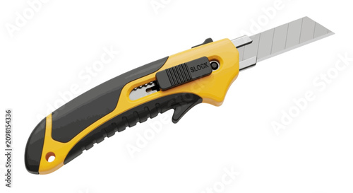 Vector illustration of utility knife with retractable blade on a transparent background