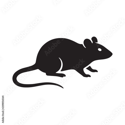 Bild auf Leinwand Minimalist black silhouette of a running mouse with a simple black vector silhou