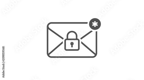 Photos Icône de ligne plate représentant un message électronique sécurisé avec un cadenas et un astérisque