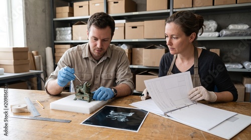 Museum Storage Review of Bronze Ornament With X Ray Sheet