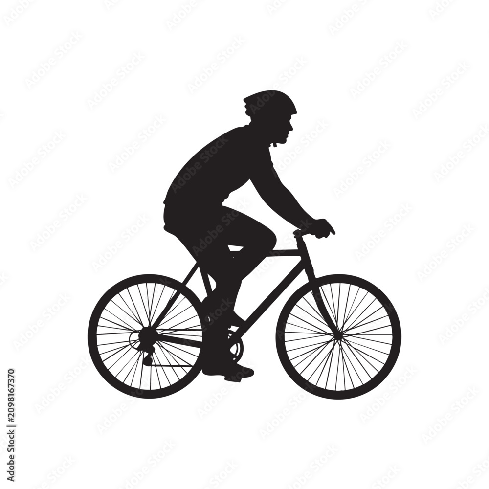 Obraz premium bicycle rider silhouette on black vector illustration featuring cycling, sport, exercise