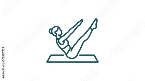 Canvas Print Woman doing boat pose yoga exercise.