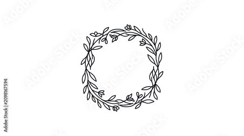 Foto Wreath made of leaves and flowers.