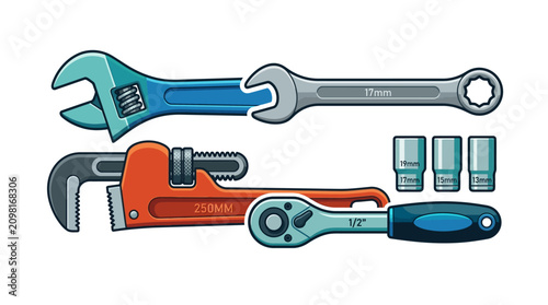 Φωτογραφία Professional Steel Adjustable Wrench and Combination Spanner Tools for Mechanica