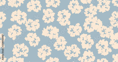 Stylish seamless flourish pattern with wavy lines, organic shape blots. Ornam...