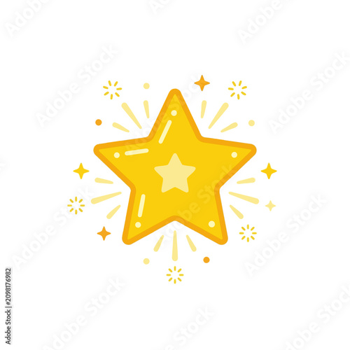 Golden Star Award with Sparkles and Rays