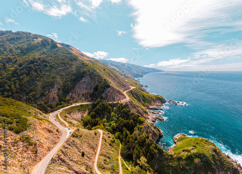 Drone Panorama of Highway 1, California