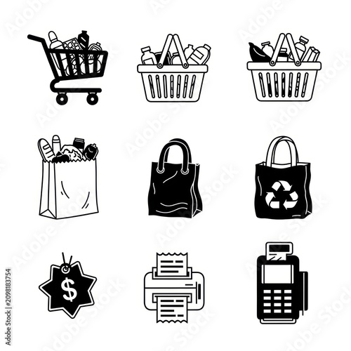 Shopping icons for ecommerce business.