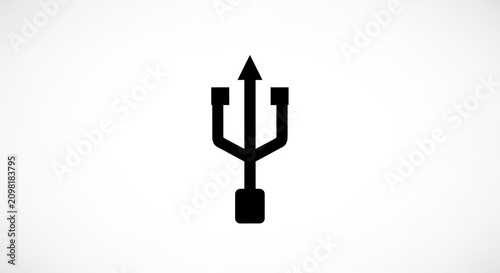 Simple black trident icon symbol.