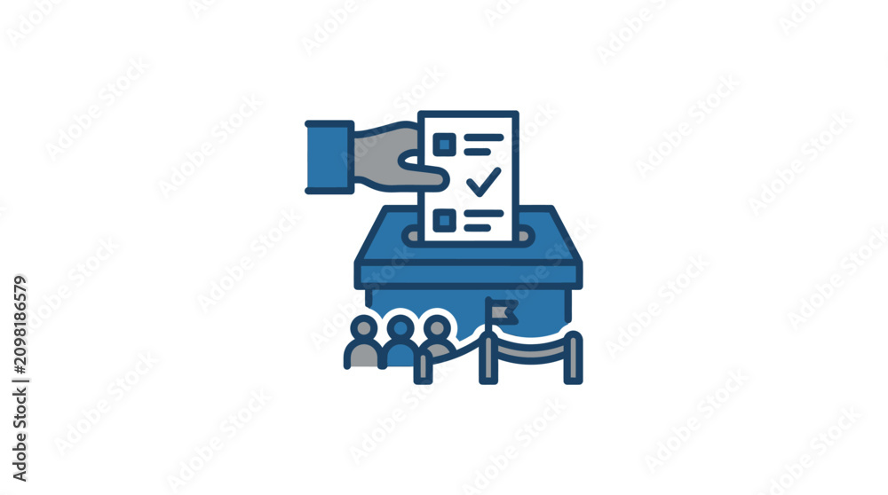 Fototapeta premium Voting concept: hand placing ballot paper into ballot box