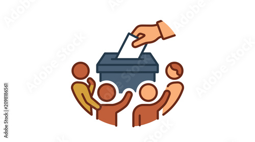 Voting Concept: Diverse People Casting Ballots in Ballot Box